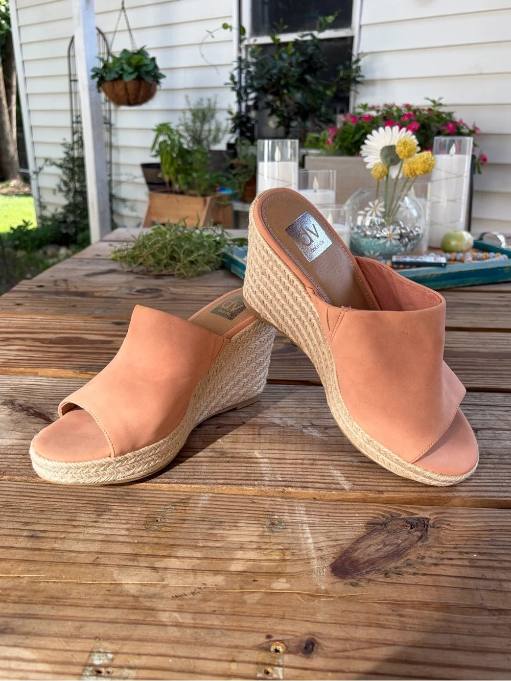 Dolce Vita Coral Suede Espadrille Wedge Mules